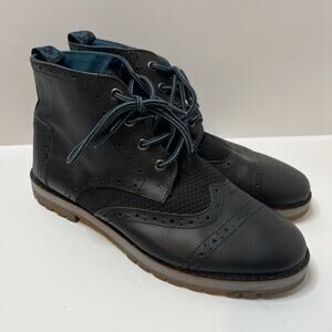 Toms Brogue Black Boots With Vibram Soles Leather and Textile Men’s Size 9